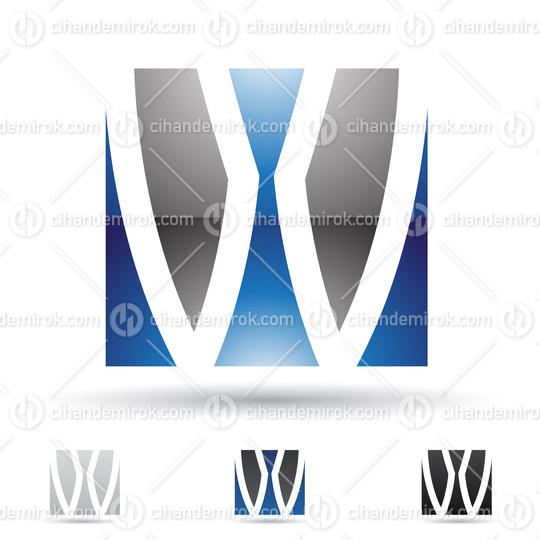 Black and Blue Glossy Abstract Logo Icon of Square Letter W
