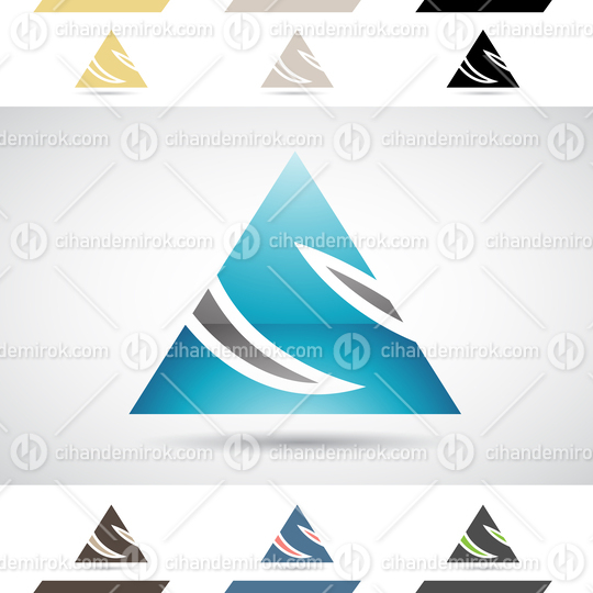 Black and Blue Glossy Abstract Logo Icon of Triangular Letter S