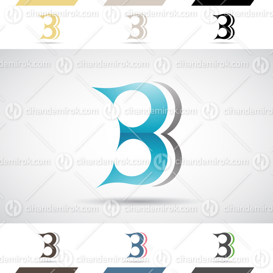 Black and Blue Glossy Abstract Round Curly Logo Icon of Letter B