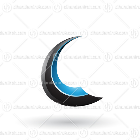 Black and Blue Glossy Flying Letter C Vector Illustration