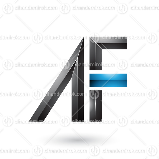 Black and Blue Glossy Letters of A and F Vector Illustration