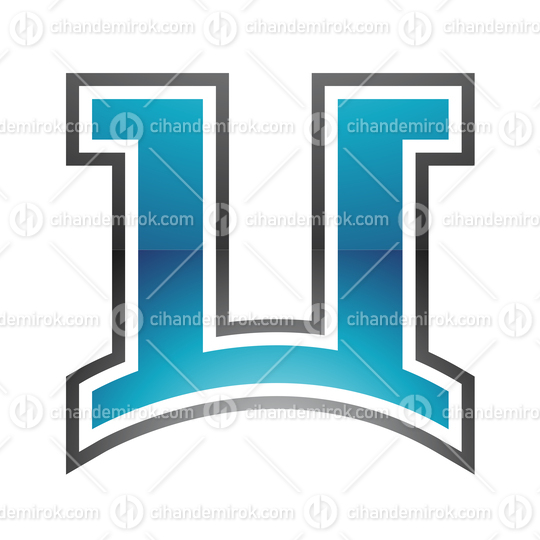 Black and Blue Glossy Striped Letter U Logo Icon - Bundle No: 076