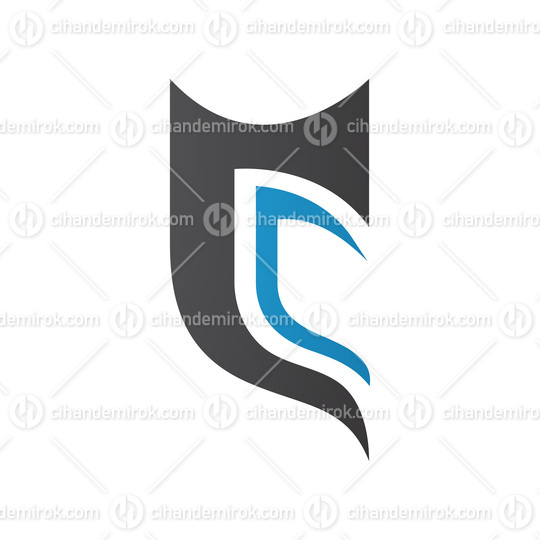 Black and Blue Half Shield Shaped Letter C Icon