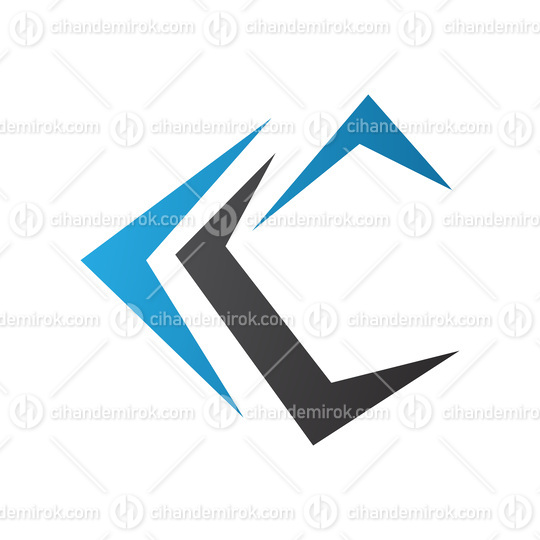 Black and Blue Letter C Icon with Pointy Tips