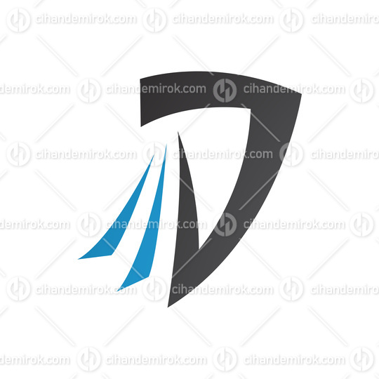 Black and Blue Letter D Icon with Tails