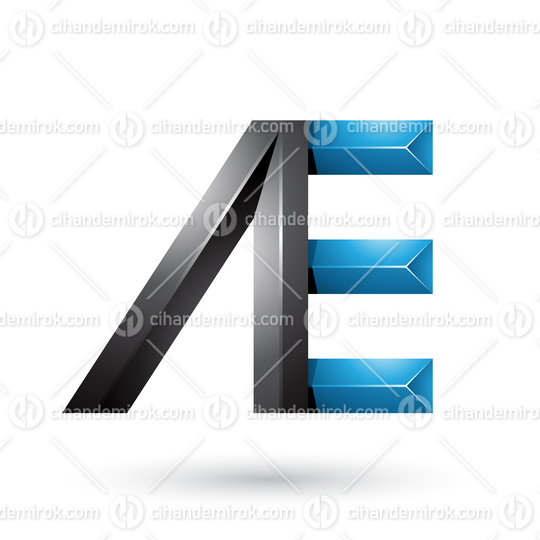 Black and Blue Pyramid Like Dual Letters of A and E Vector Illustration