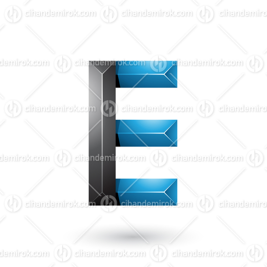Black and Blue Pyramid Like Geometrical Letter E Vector Illustration