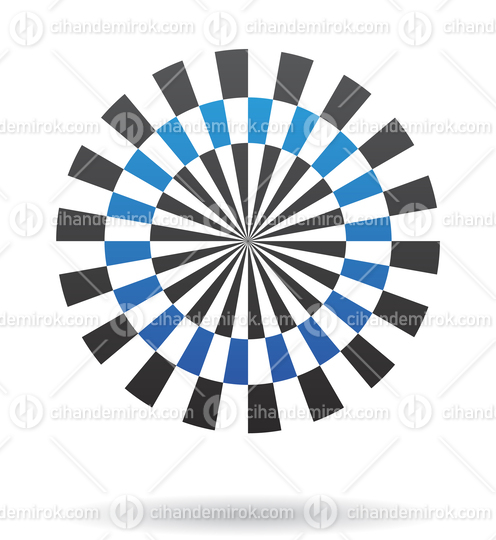 Black and Blue Rectangular Shapes Forming a Circle Abstract Logo Icon