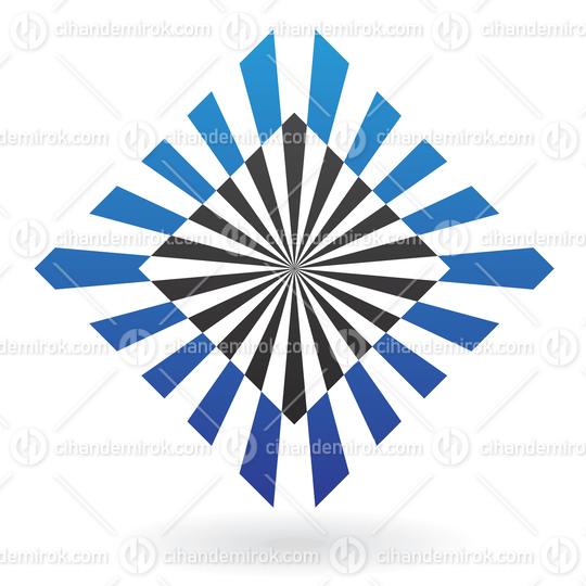 Black and Blue Rectangular Shapes Forming an Abstract Square Logo Icon