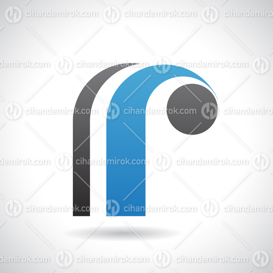 Black and Blue Retro Striped Round Logo Icon of Letter R