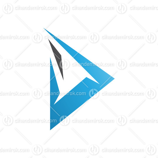 Black and Blue Spiky Triangular Letter D Icon