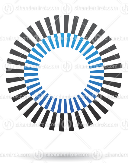 Black and Blue Striped Abstract Logo Icon of Intertwined Circles