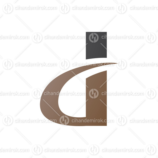 Black and Brown Curvy Pointed Letter D Icon