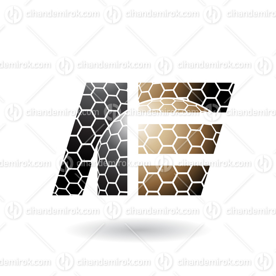 Black and Brown Dual Letters of A and E with Honeycomb Pattern