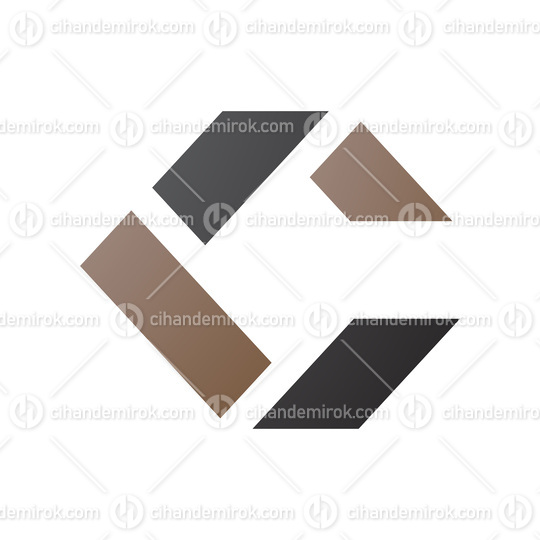 Black and Brown Square Letter C Icon Made of Rectangles