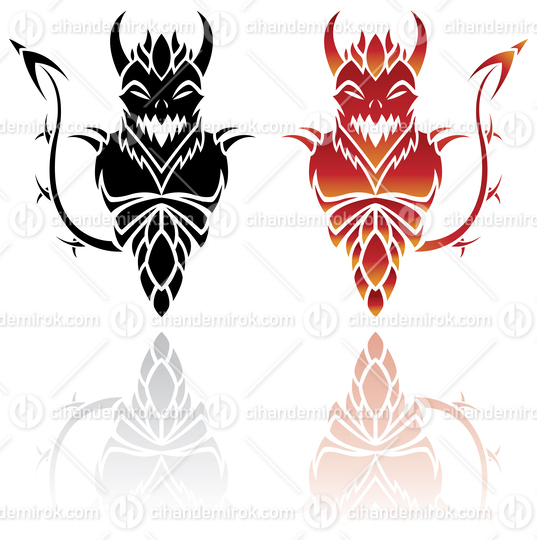 Black and Fiery Red Devil Tattoos