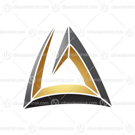 Black and Gold Triangular Spiral Letter A Icon