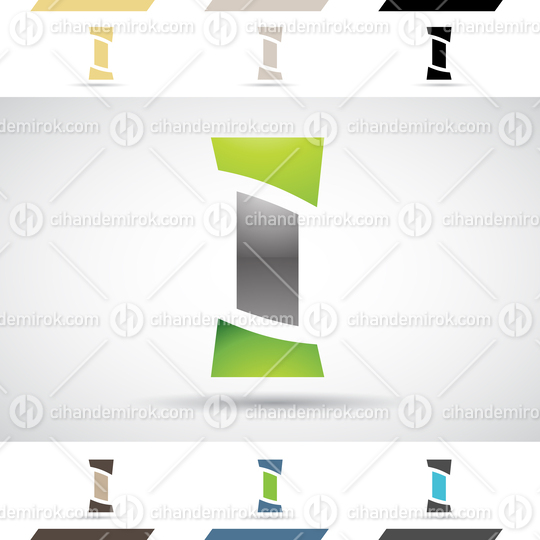 Black and Green Abstract Glossy Logo Icon of Column Shaped Letter I