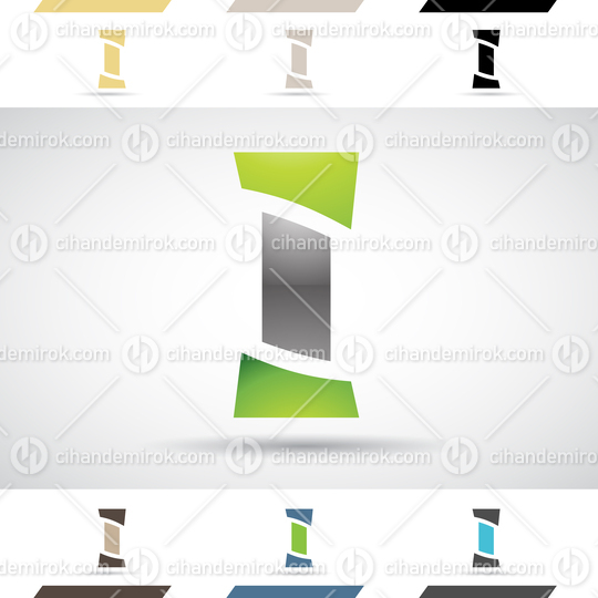 Black and Green Abstract Glossy Logo Icon of Column Shaped Letter I