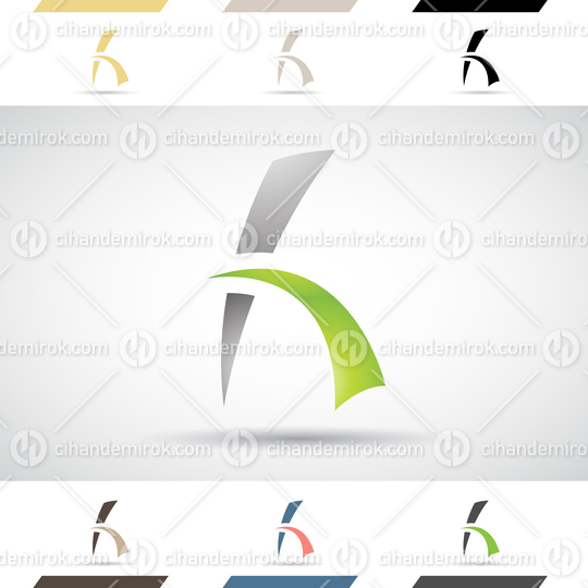 Black and Green Abstract Glossy Logo Icon of Letter H with Slim Sharp Spikes