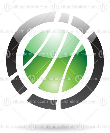 Black and Green Abstract Glossy Orbit Like Logo Icon