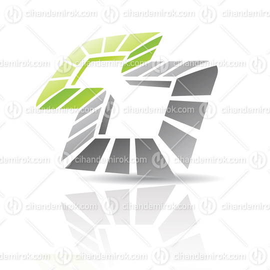 Black and Green Abstract Icon of Intertwined Squares