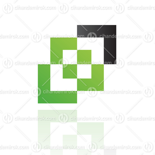 Black and Green Abstract Intersecting Squares Logo Icon