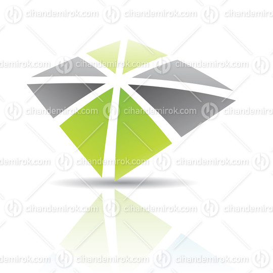 Black and Green Abstract Square Icon with Triangles