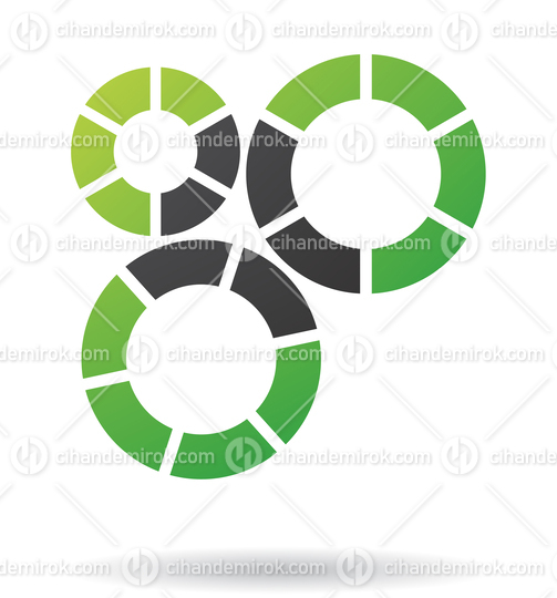 Black and Green Abstract Strip Cogs Logo Icon