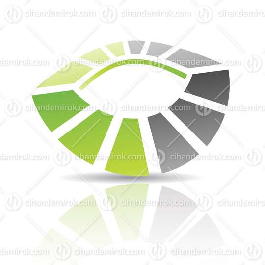 Black and Green Abstract Striped Eye Icon