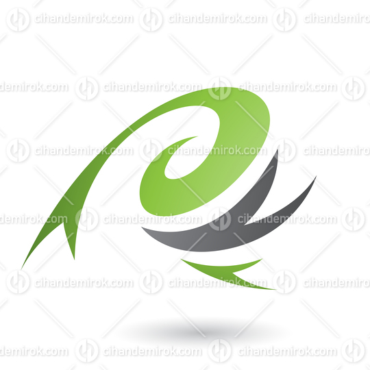 Black and Green Abstract Wind and Twister Shape Vector Illustration