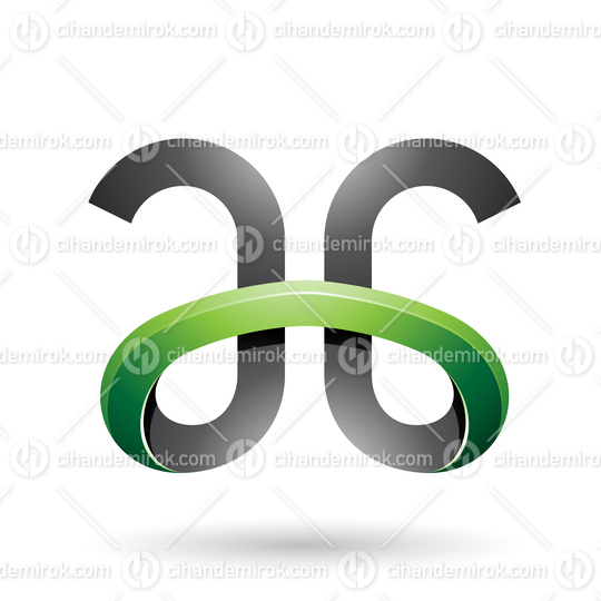 Black and Green Bold Curvy Letters A and G Vector Illustration