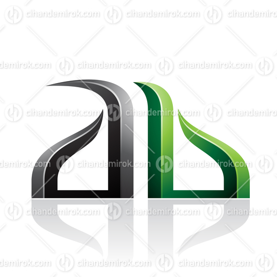 Black and Green Bow-like Embossed Letters of A and B