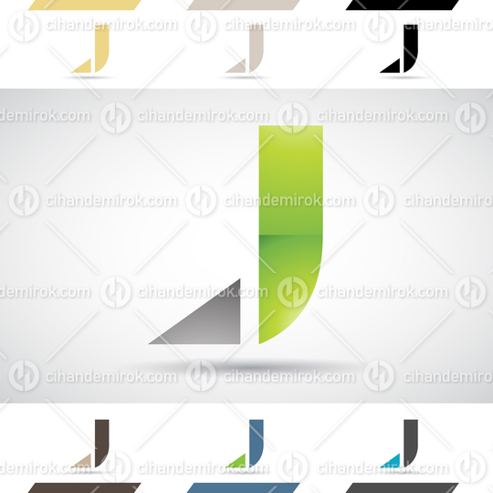 Black and Green Glossy Abstract Logo Icon of a Bold Letter J with a Spiky Tail