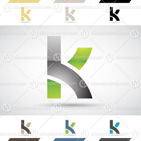 Black and Green Glossy Abstract Logo Icon of a Bold Letter K
