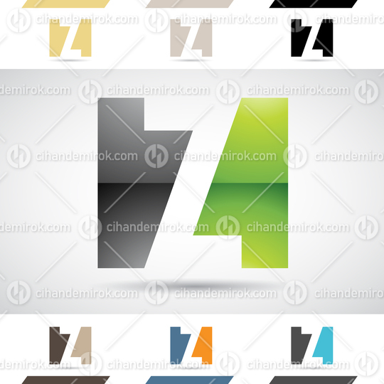 Black and Green Glossy Abstract Logo Icon of Rectangular Letter Z