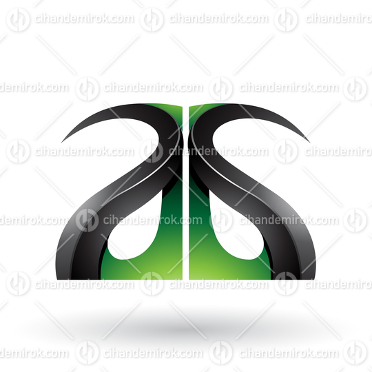 Black and Green Glossy Curvy Embossed Letters A and G