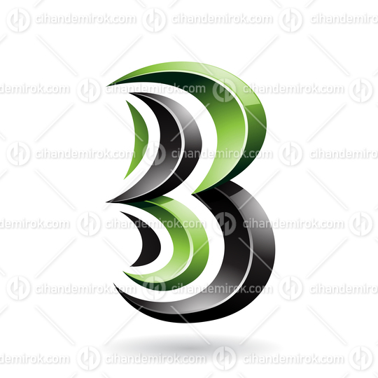 Black and Green Glossy Spiky Embossed Icon for Letter B