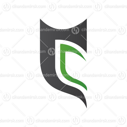 Black and Green Half Shield Shaped Letter C Icon