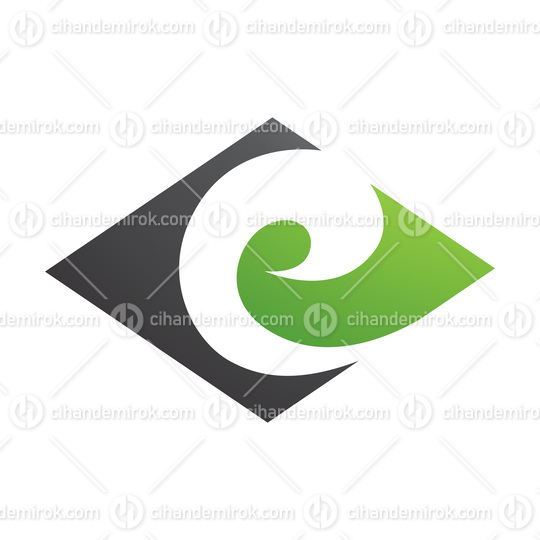 Black and Green Horizontal Diamond Shaped Letter E Icon