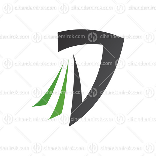 Black and Green Letter D Icon with Tails