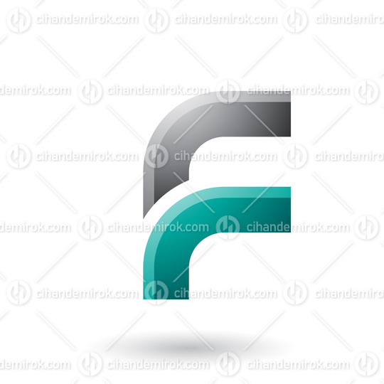 Black and Green Letter F with Round Corners Vector Illustration