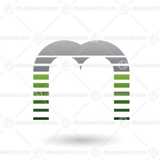 Black and Green Letter M Icon with Horizontal Stripes