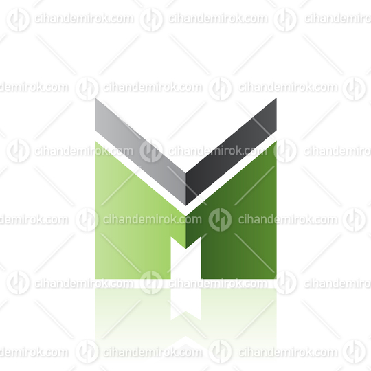 Black and Green Letter M with a Thick Stripe and Reflection