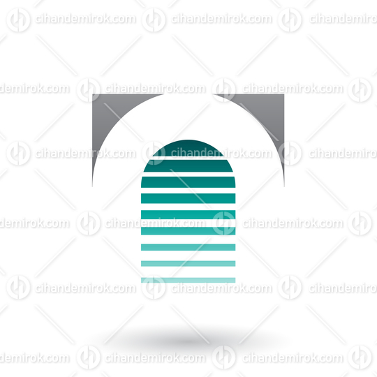 Black and Green Reversed U Icon for Letter A Vector Illustration