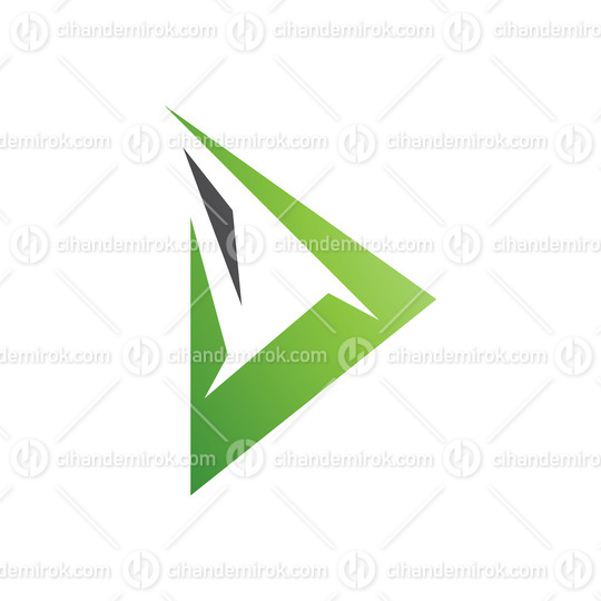 Black and Green Spiky Triangular Letter D Icon