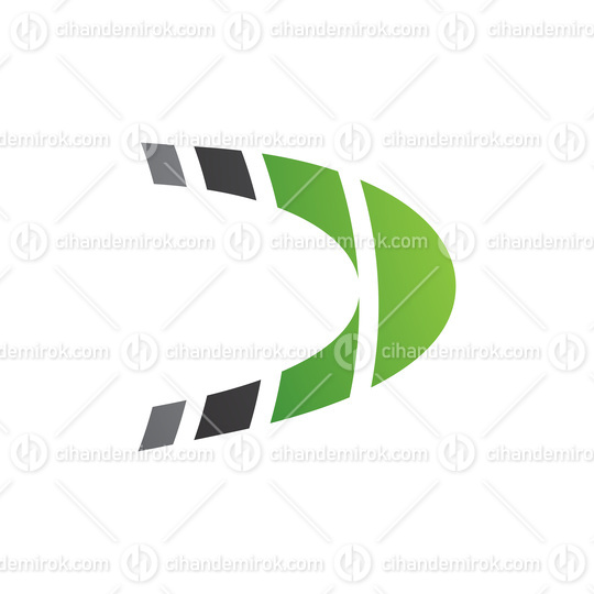 Black and Green Striped Letter D Icon
