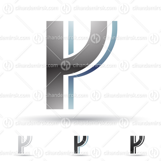 Black and Grey Glossy Abstract Logo Icon of Bold Curvy Letter Y