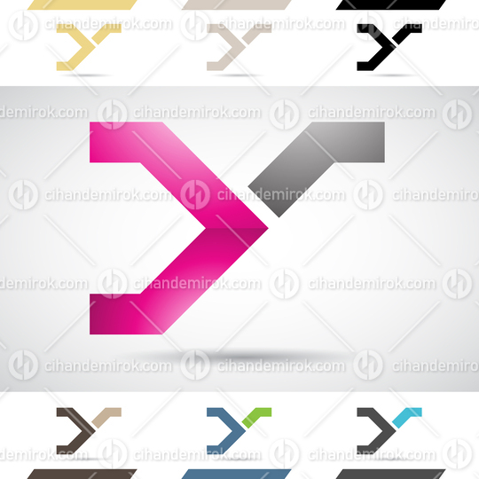 Black and Magenta Abstract Glossy Logo Icon of Angled Letter Y