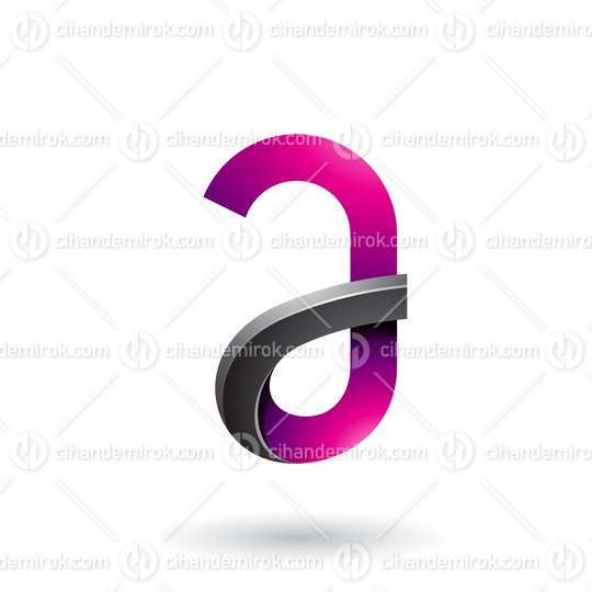 Black and Magenta Bold Curvy Letter A Vector Illustration